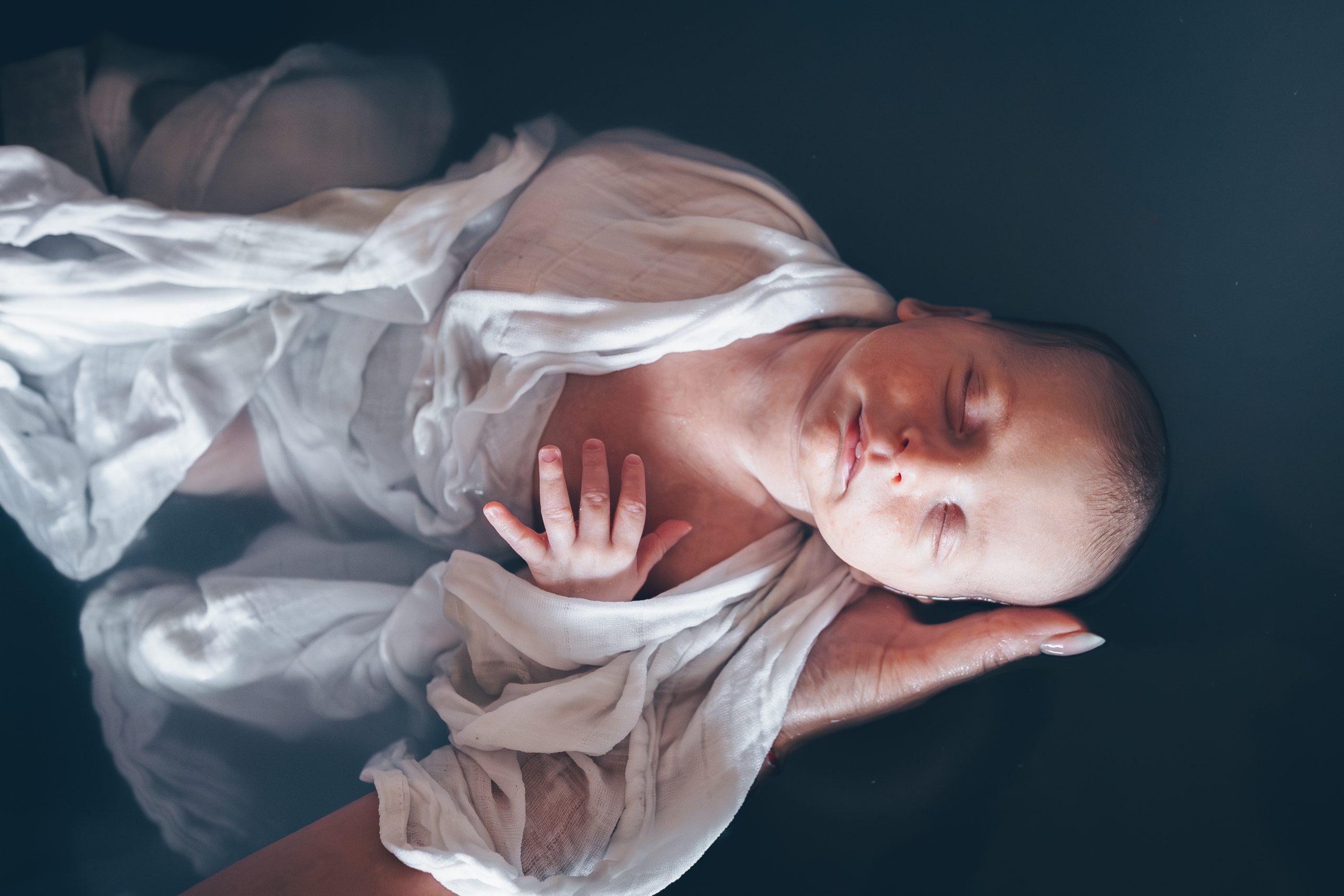 bain enveloppé photo de naissance bassin d'arcachon