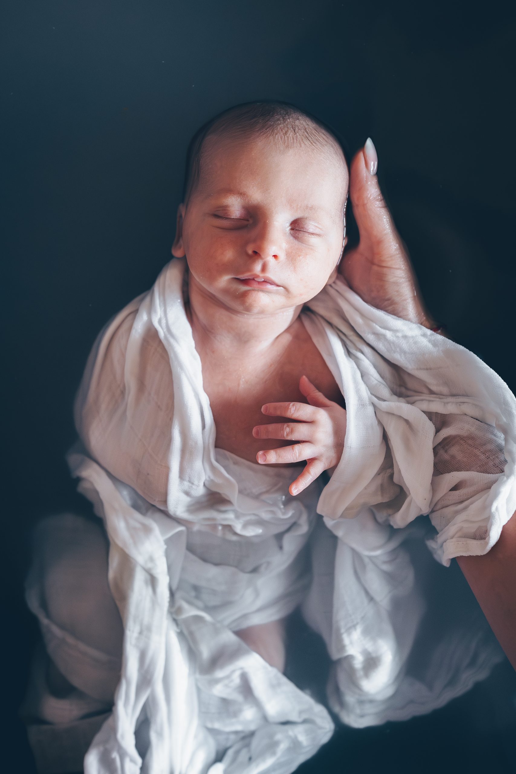 bain enveloppé photo de naissance bassin d'arcachon