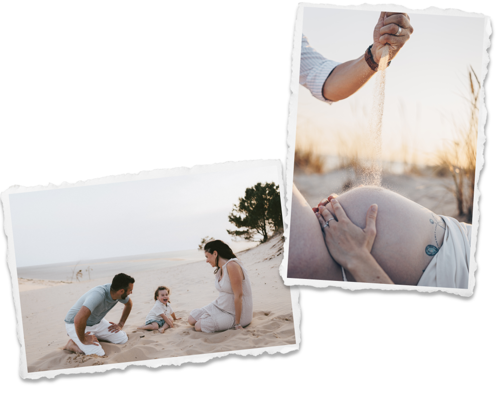 Séances photo grossesse et famille sur les plages et forêts du Bassin d'Arcachon